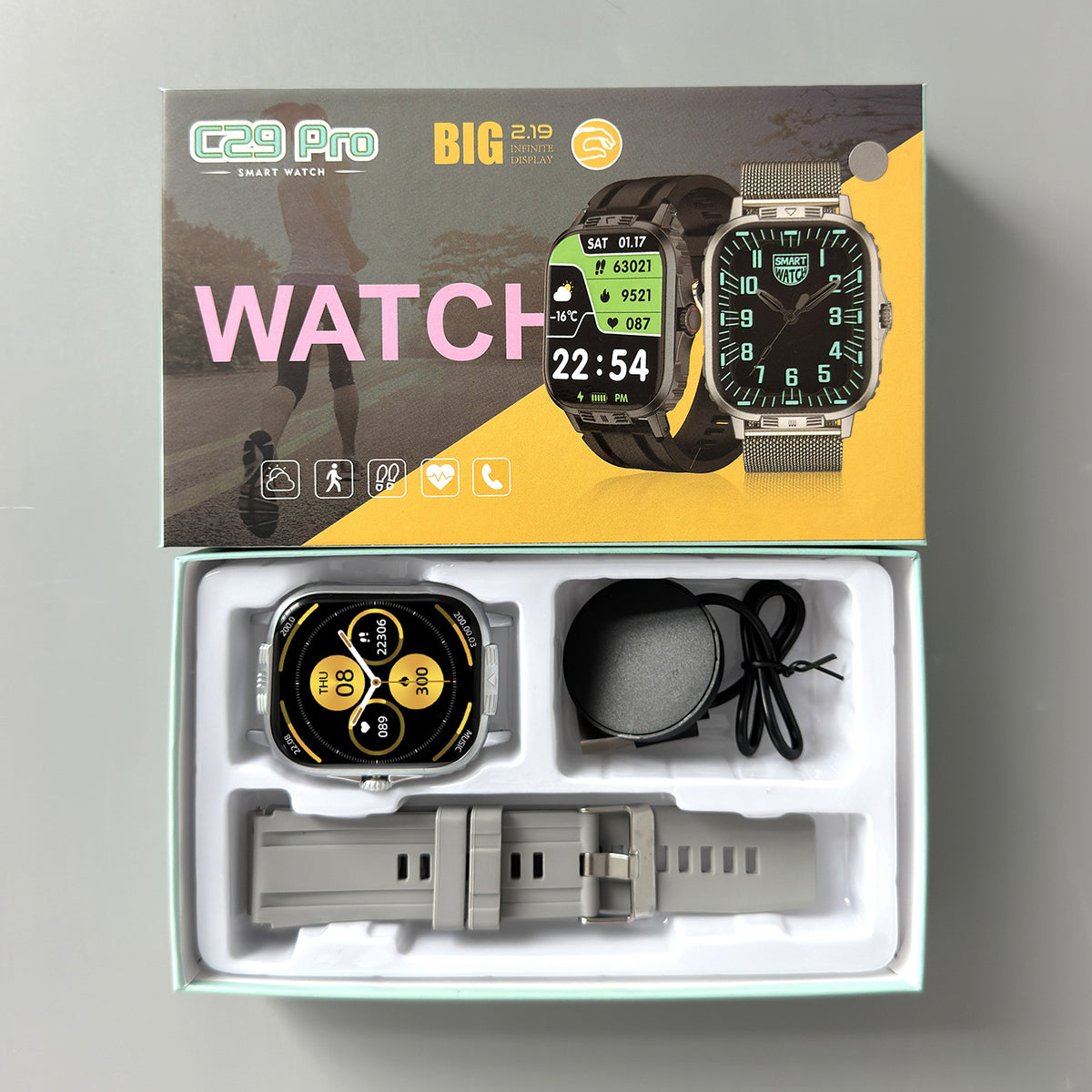 The C29 Pro Smart And Sports Watch Is Equipped With Heart Rate And Blood Oxygen Saturation Monitoring Functions